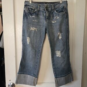 Mavi Low Rise Slim Patched Pant - Distressed - Size 30